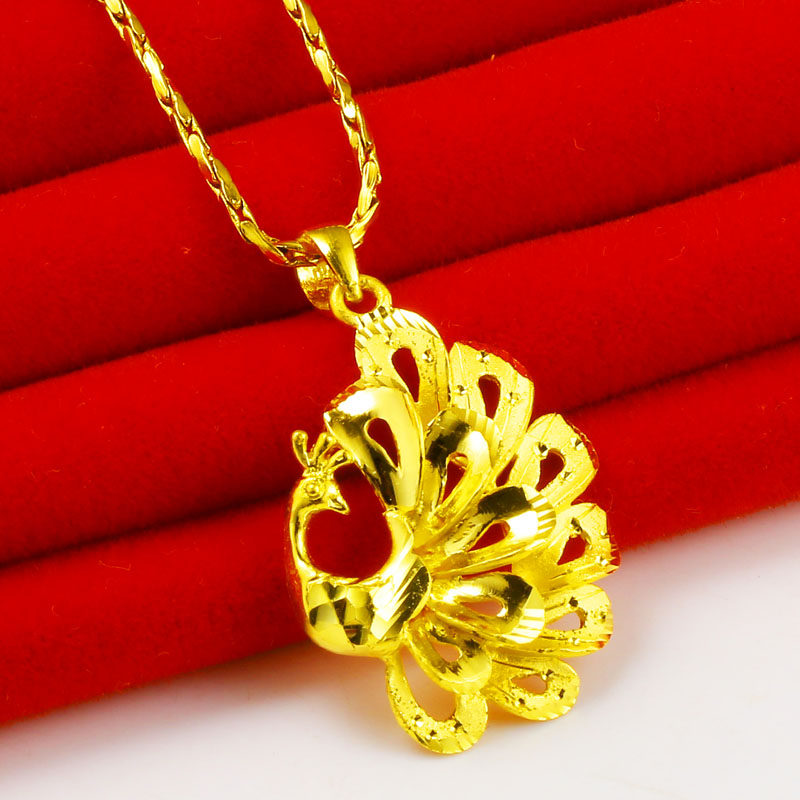 正品9999足金女款结婚24k金吊坠 千影珠宝颈饰