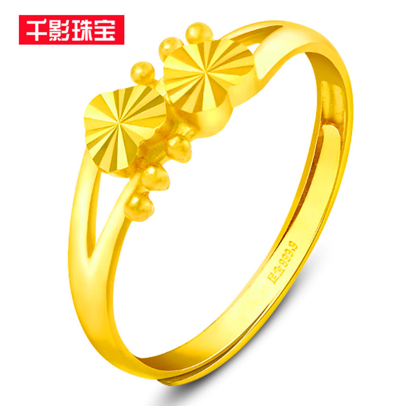 正品9999足金女款心形结婚送戒指 千影珠宝手饰