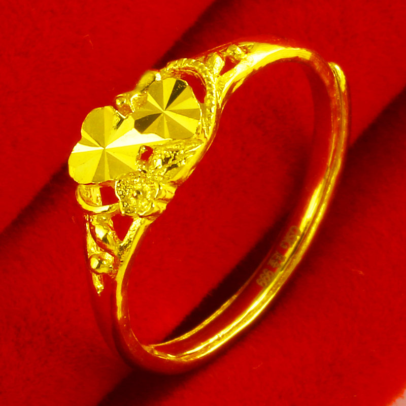 正品女士9999足金纯金首饰指环素金 千影珠宝手饰