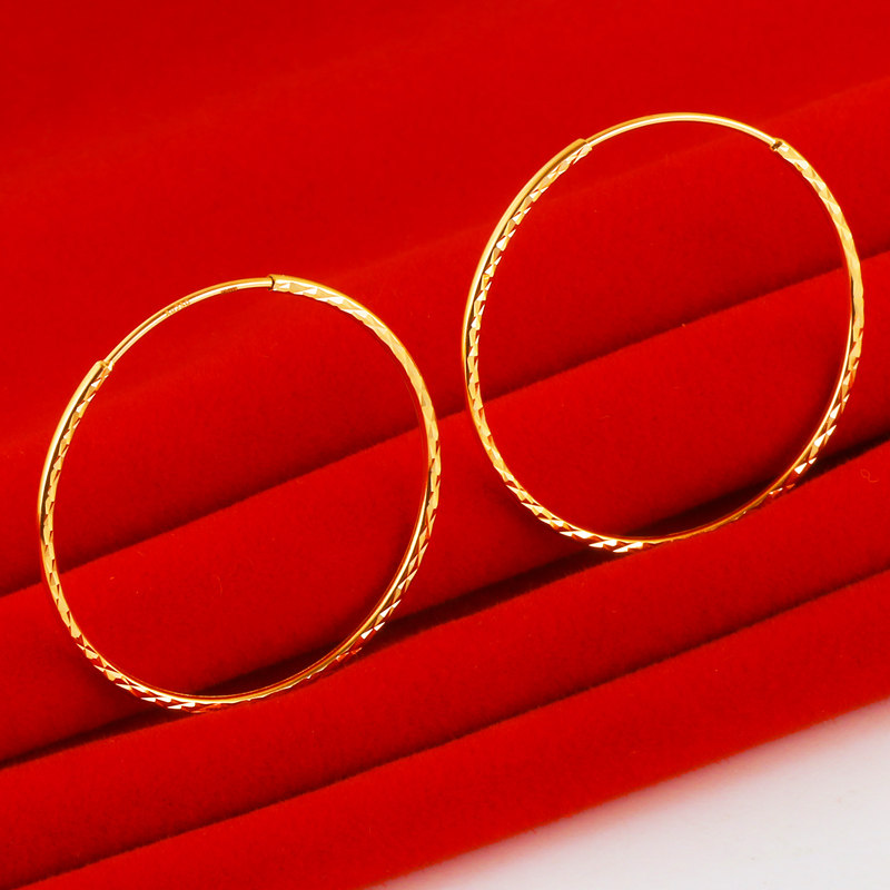 正品黄金女士玫瑰金18k金耳圈圆圈 千影珠宝耳饰