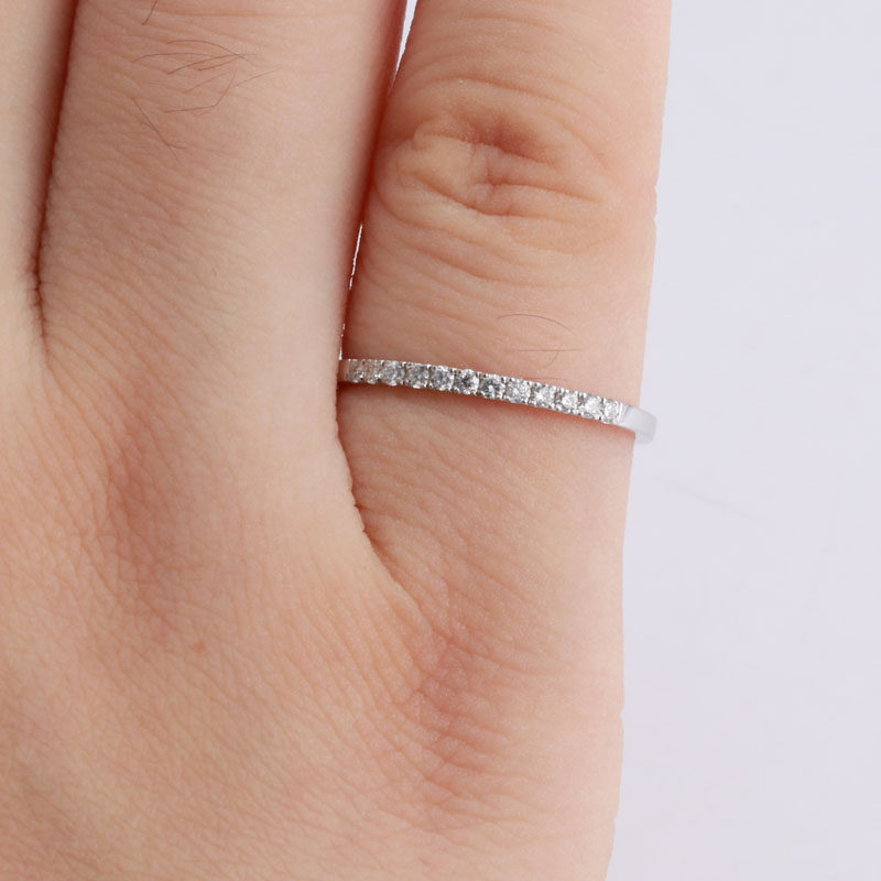 千影女款排戒子小au750纯白金钻戒 千影珠宝手饰