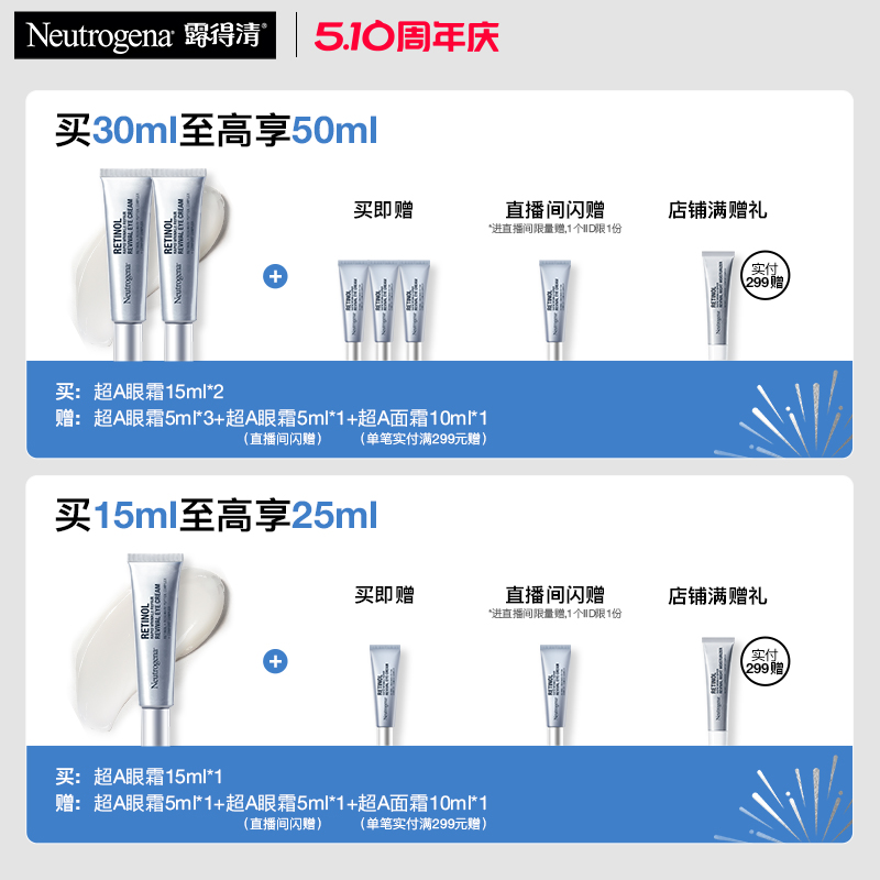 【官方旗舰店】露得清超A眼霜a醇抗皱紧致抗衰老淡化熊猫眼细纹