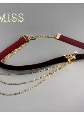 choker多层丝绒超仙流苏锁骨链