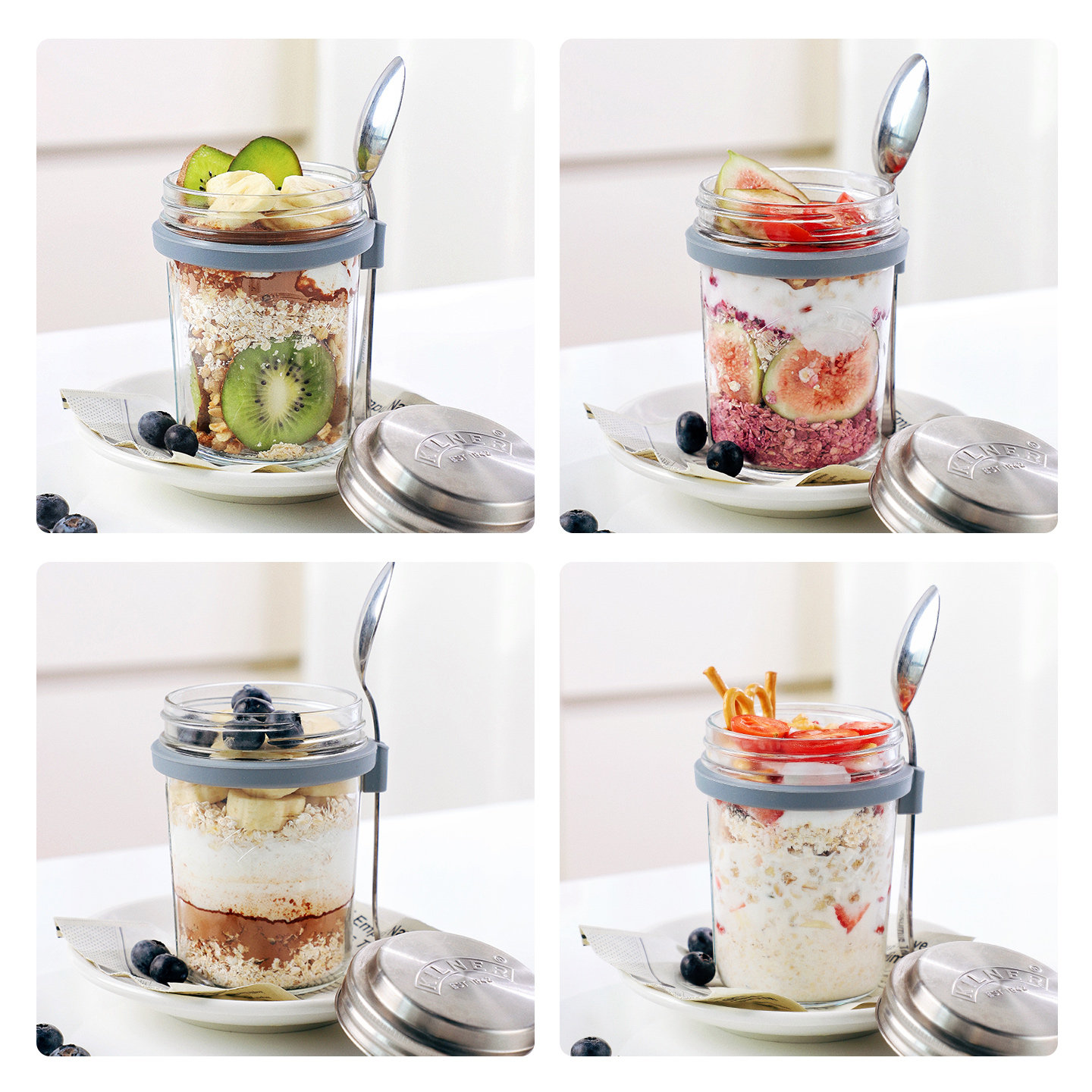 英国Kilner隔夜燕麦杯便携早餐杯带盖勺水果麦片酸奶杯刻度牛奶杯,淘宝优惠券,粉丝福利购,淘宝优惠卷