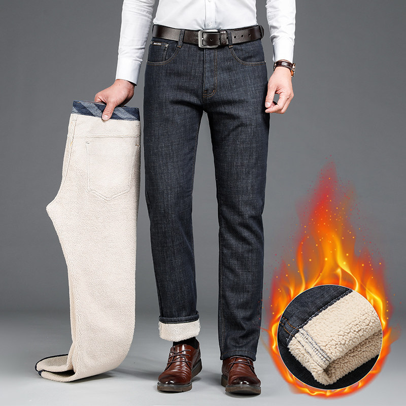 羊羔绒男加绒加厚中年牛仔裤 恒昌牛仔裤