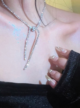 心动信号锆石颈链高级感小香蝴蝶结项链女轻奢小众设计
