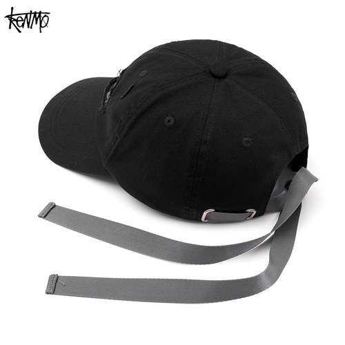 肯默(KENMO)时尚飘带棒球帽个性嵌入式logo刺绣鸭舌帽ins街头帽子 - 图1