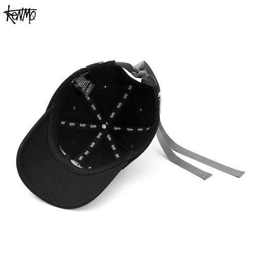 肯默(KENMO)时尚飘带棒球帽个性嵌入式logo刺绣鸭舌帽ins街头帽子 - 图0