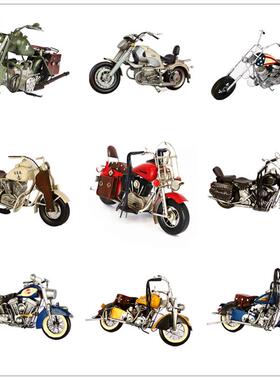 复古摩托车铁艺摆件手工工888摄品欧摆美车模型橱艺窗酒吧件影道