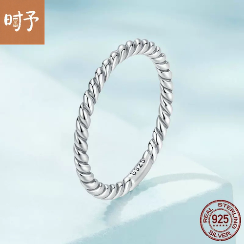 新款925纯银简约麻花戒指 百搭流行极简主义食指指环首饰SCR863 - 图3