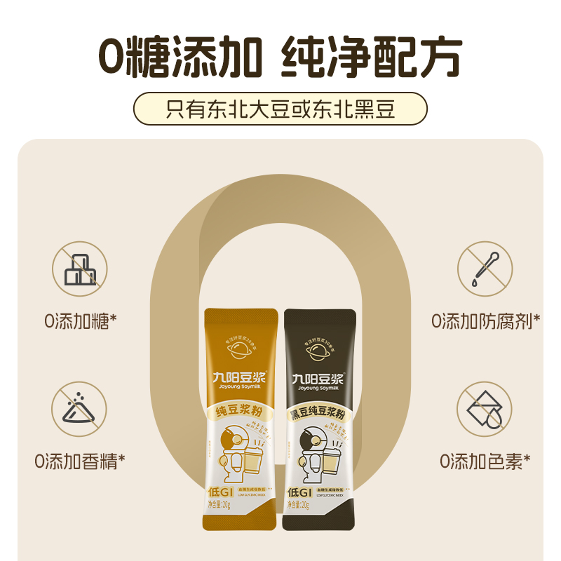 【0糖添加】九阳豆浆黑豆高蛋白原味纯豆浆粉无添加健身早餐孕妇