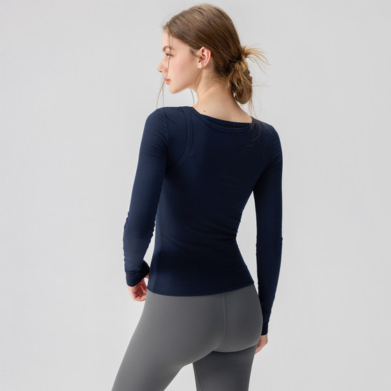 New Liya long-sleeved new fake two-piece sports and fitness clothes