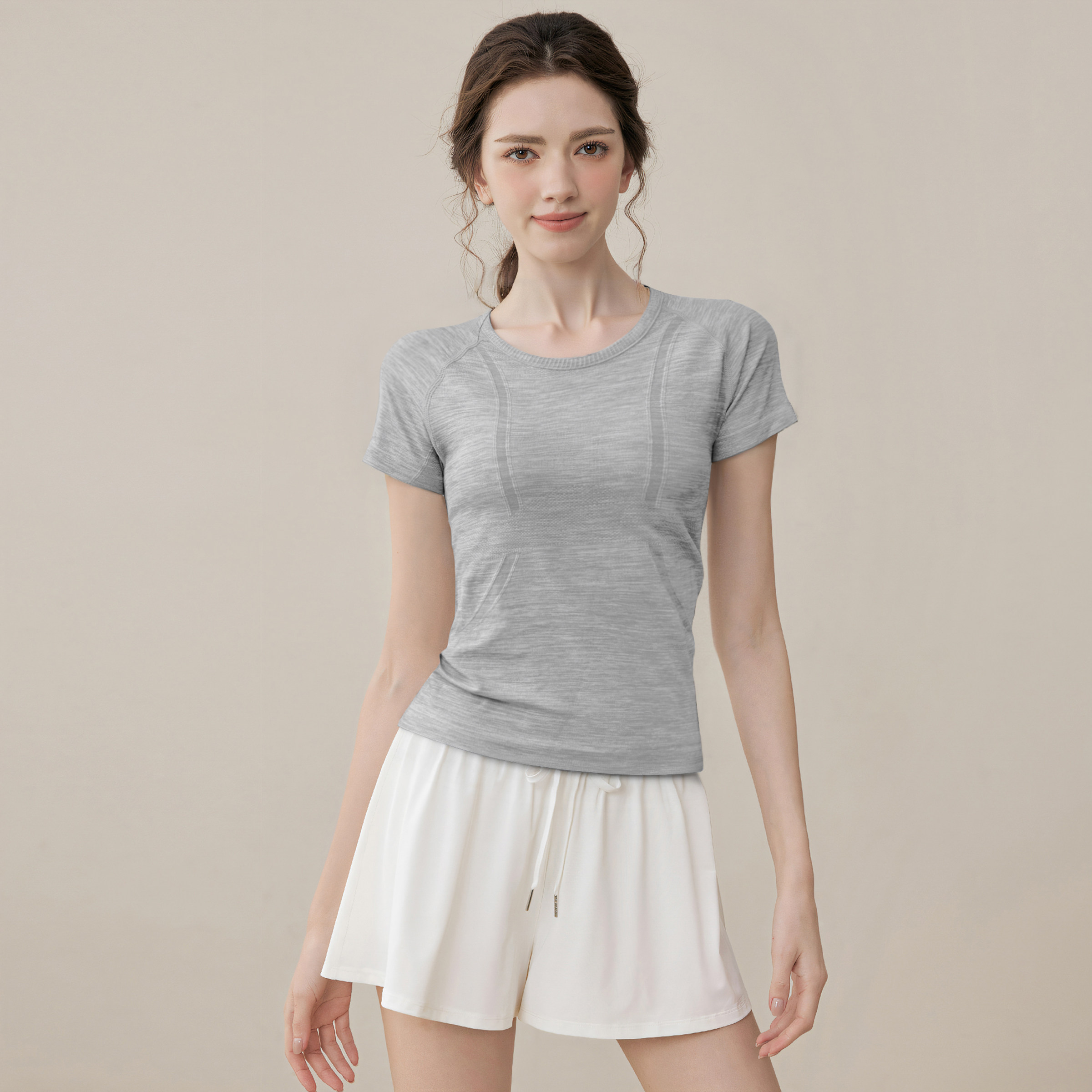 新丽雅圆领弹力瑜伽服短袖透气健身速干跑步T恤修身显瘦运动上衣,淘宝优惠券,粉丝福利购,淘宝优惠卷