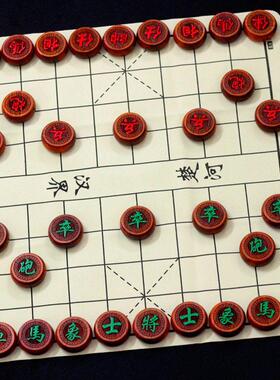 红花梨象棋4.8老红木象棋皮革棋盘礼品套装摆件学生老人送礼便携