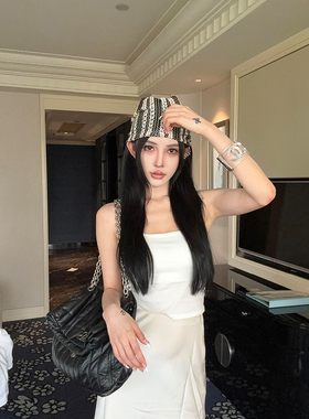 夏季薄款堆堆帽子女夏天镂空透气时尚月子帽编织无压感包头帽冷帽