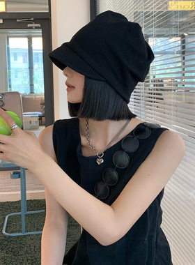 网红大头围冷帽女秋冬季日系显脸小堆堆帽黑色百搭月子帽子ins潮