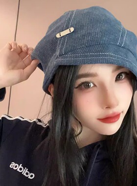 KIZLANC秋冬小檐抽绳针织堆堆帽女废土风显脸小百搭复古冷帽男