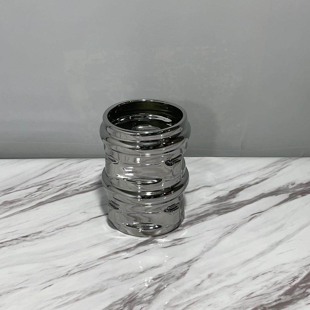 现代简约创意银色陶瓷花瓶摆件客厅电视柜仿真花餐桌办公室装饰,淘宝优惠券,粉丝福利购,淘宝优惠卷