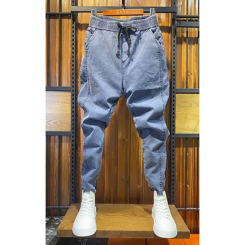 秋季新款男士韩版修身小脚牛仔裤弹力百搭纯色休闲束脚裤男九分裤,淘宝优惠券,粉丝福利购,淘宝优惠卷