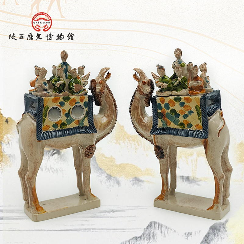 陕西历史博物馆唐三彩载乐骆驼俑冰箱贴磁吸西安文创纪念品伴手礼