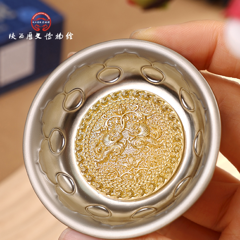 陕西历史博物馆鸳鸯莲瓣纹金饭碗冰箱贴西安特产文创纪念品伴手礼