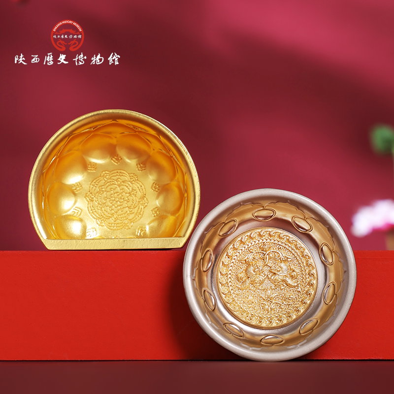 陕西历史博物馆鸳鸯莲瓣纹金饭碗冰箱贴西安特产文创纪念品伴手礼