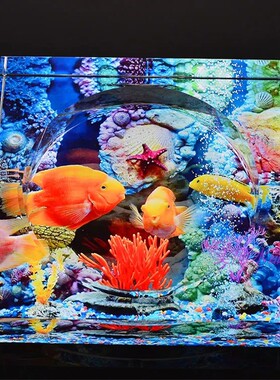 实用时尚水晶玻璃烟灰缸创意礼品精品高档海底世界彩印家居摆件