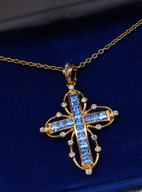 JBK皇冠珍珠十字架胸针项链