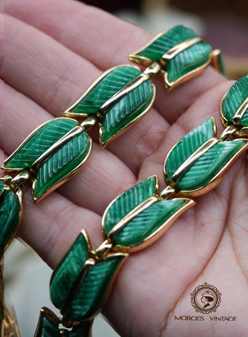 VintageTRIFARI绿色树脂叶子项链