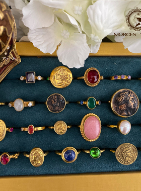 土耳其戒指纯银镀金天然石手工