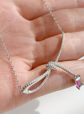 【Chunxi】@塬 925银锆石 孟子义同款极光丝带锁结项链锁骨链礼物