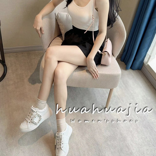 rv方扣水钻小白鞋女厚底7CM松糕百搭休闲运动鞋angelbaby同款明星 - 图2