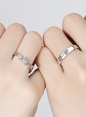 莫桑石钻情侣戒指一对天使之翼