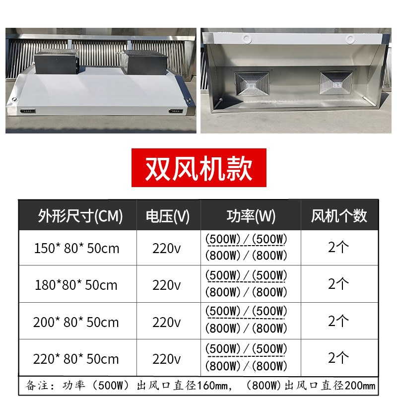 抽油烟机商用小型饭店排烟管一体机厨房饭店农村土灶不锈钢排烟罩 - 图1