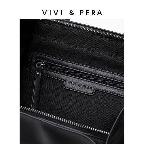 VIVI&PERA 2025新款软皮单肩大包包大容量休闲简约托特包黑色皱褶 - 图2
