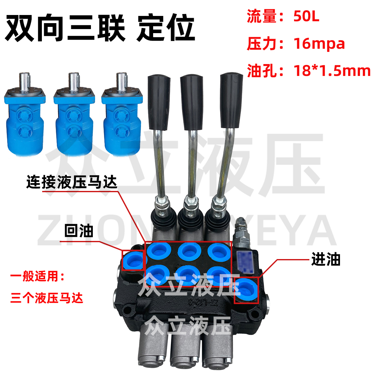 定制新款ZT12多路阀手动换向阀 双向分配阀 控制单双向油缸马达 - 图0