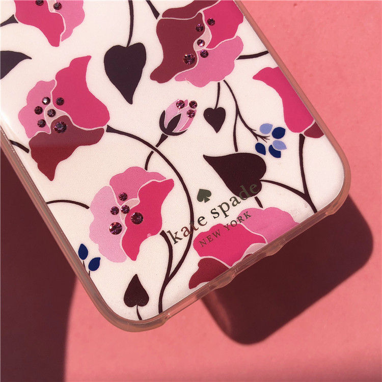 kate spade适用于苹果iphone11pro max粉钻花朵ks手机壳卡通