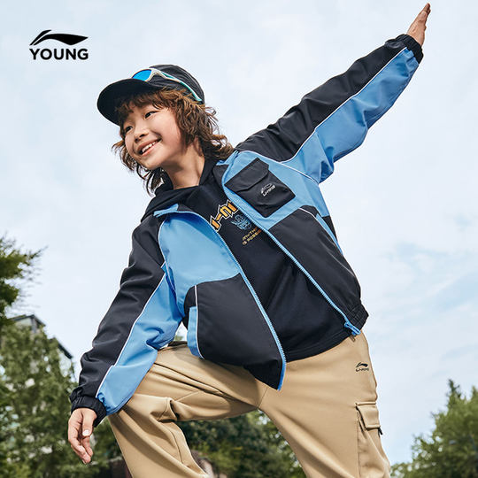 李宁儿童加绒外套风衣男孩新款秋冬款男童装中大童青少年运动冬装