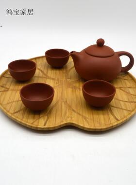 圆形竹木底座茶茶具竹茶盘实木杯子茶盘竹制实木茶盘