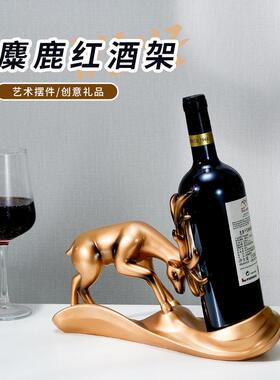 小鹿红酒架酒柜创意电视柜工艺品轻奢风装饰杯架树脂摆件