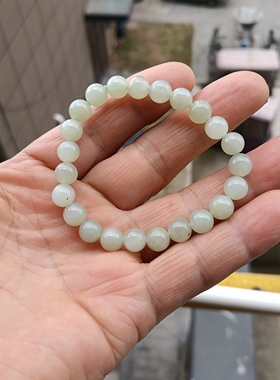 天然和田玉真玉石新疆青白玉手串8mm女款