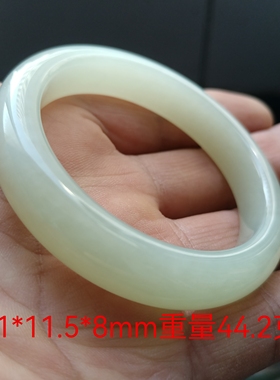 天然和田玉新疆若羌老坑黄口料手镯渐变色黄玉镯子51mm女款带证书