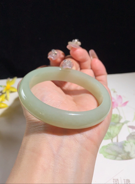 新货爆款纯天然新疆和田玉黄口料手镯玉镯黄玉镯子54.5圈口女款