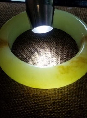 纯天然新疆和田玉糖黄口料黄玉玉镯肥厚手镯57黄玉镯子圈口带证书