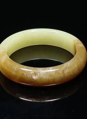 特价款纯天然新疆和田玉黄口料手镯黄玉镯子57/57/53.2圈口带证书