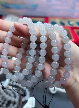 纯天然和田玉手串女男冰晴水手串散珠真玉石青白玉晴水绿手链女款