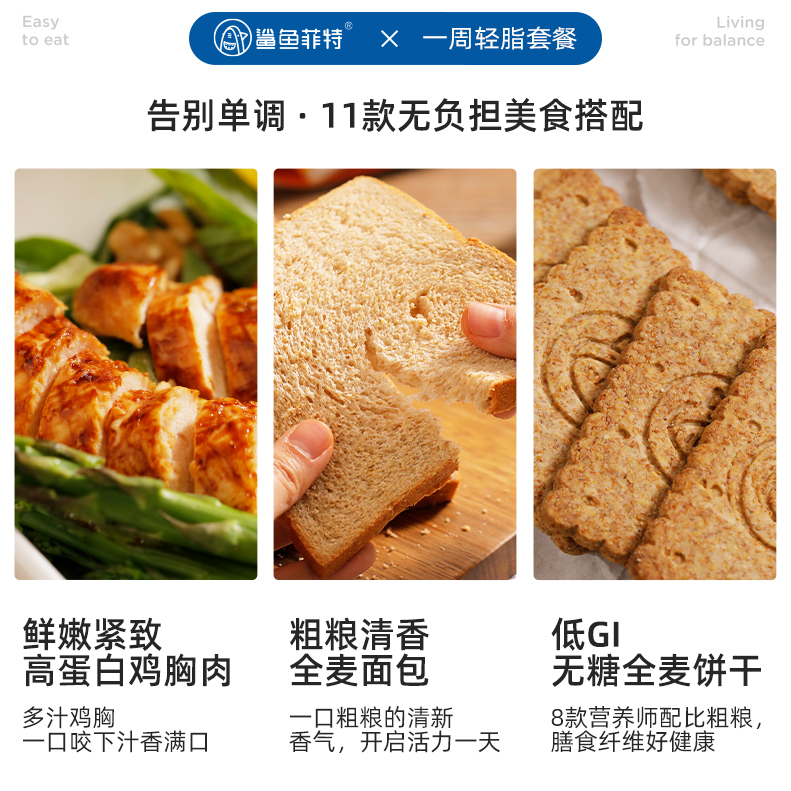 鲨鱼菲特旗舰店【一周套餐】鲨鱼菲特鸡胸肉健身即食代餐低轻食低脂零食套餐食品2
