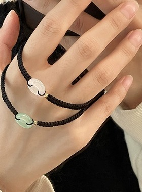 普陀山平安扣情侣手链情侣男女款和田玉编织手绳送女友情人节礼物