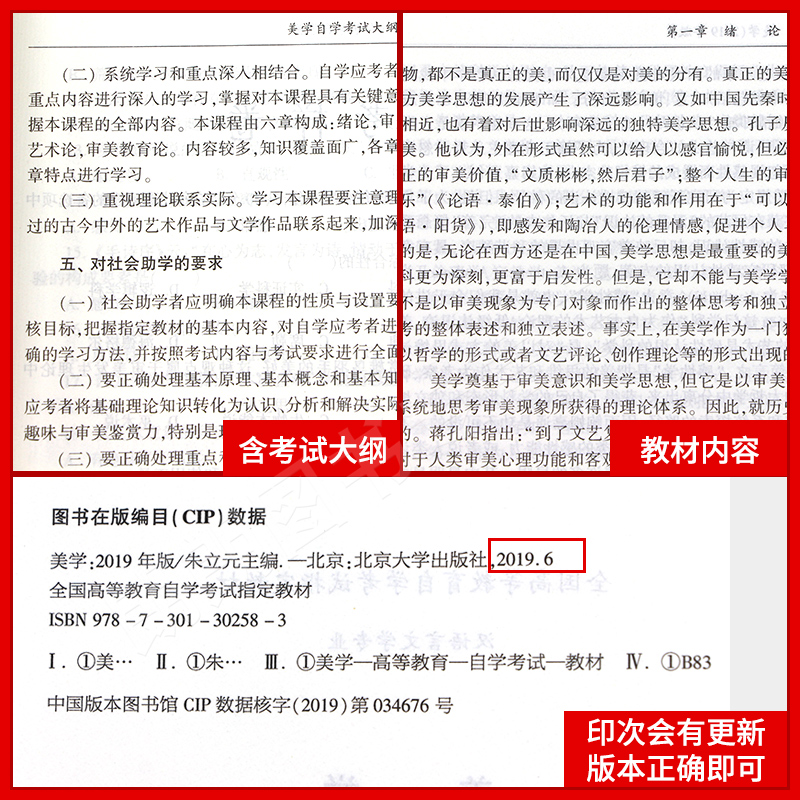 备考2024 正版自考教材 00037 0037美学 2019年版 朱立元主编 北京大学出版社 附自学考试大纲 朗朗图书自考店 - 图2