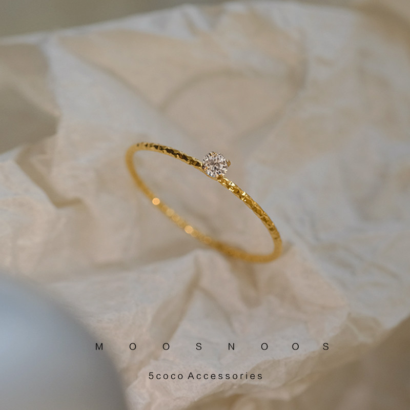 MOOS diamond multi-faceted mirror titanium steel ring for women